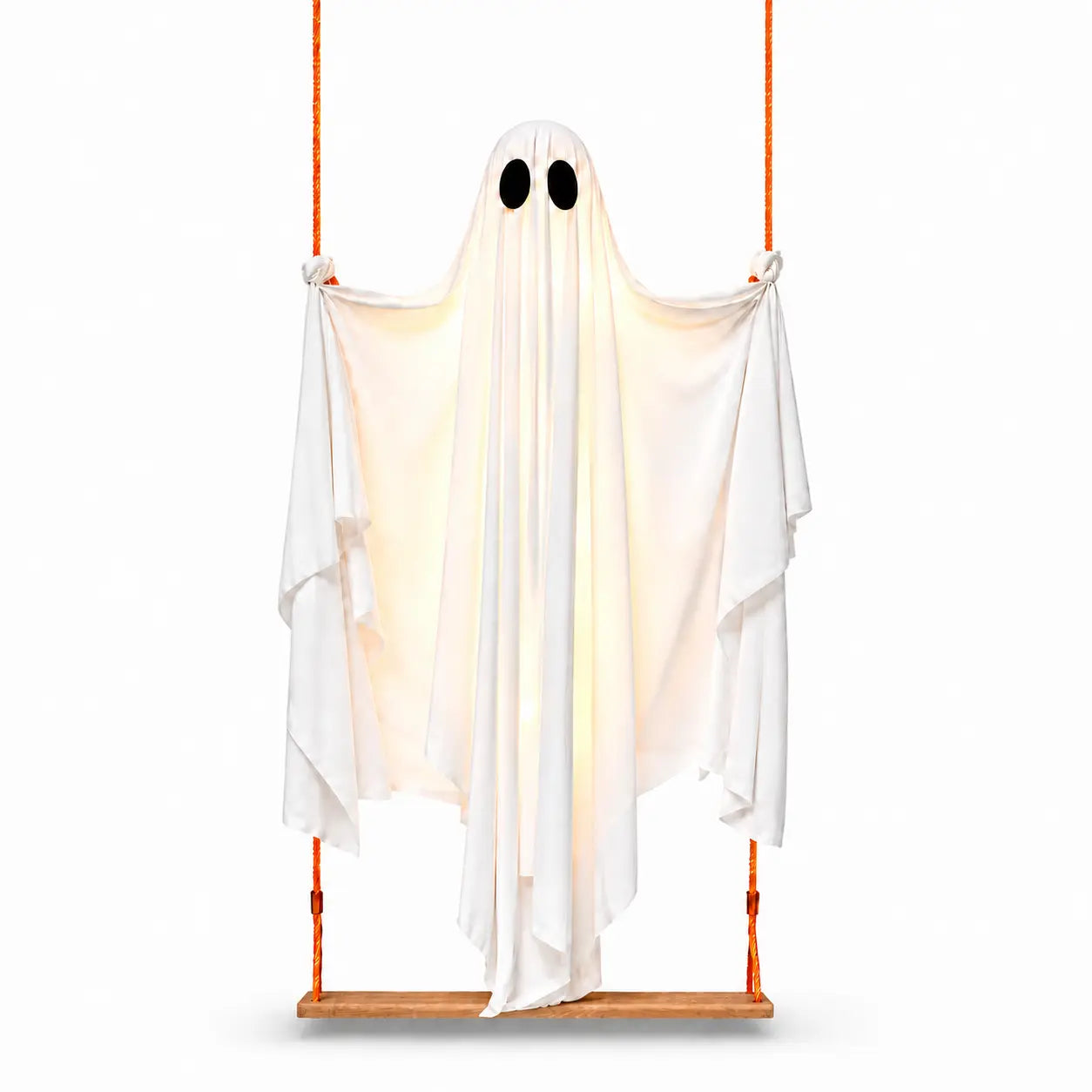 Halloween Hanging Ghost Decorations, 5FT Swing Ghost with Remote Lights, Remote Control with 8 Lighting Modes and LED Lights for Spooky Outdoor Halloween Decor on Porch Yard Garden Lawn